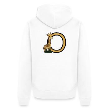 Girafe et dessin animé ovale en lettre O - Veste à capuche bio Premium Unisexe - blanc - Dos - Thijin (182cm)