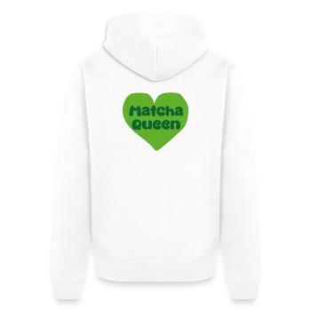 Matcha Queen Heart Design - Unisex Premium Organic Zip Hoodie - white - Back - Thijin (182cm)
