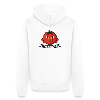 Ketchup si vous pouvez – Tomate drôle - Veste à capuche bio Premium Unisexe - blanc - Dos - Thijin (182cm)