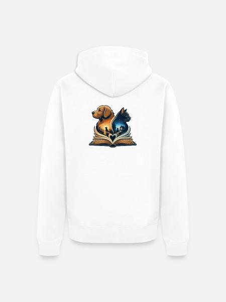 Tierliebe im Buchherz - Unisex Premium Bio Zip Hoodie - Weiß