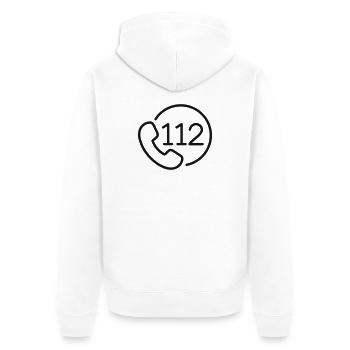 112 Notfall-Telefonleitungssymbol - Unisex Premium Bio Zip Hoodie - Weiß - Hinten - Thijin (182cm)