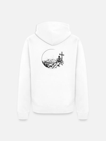 Wanderer am Gipfel - Unisex Premium Bio Zip Hoodie - Weiß