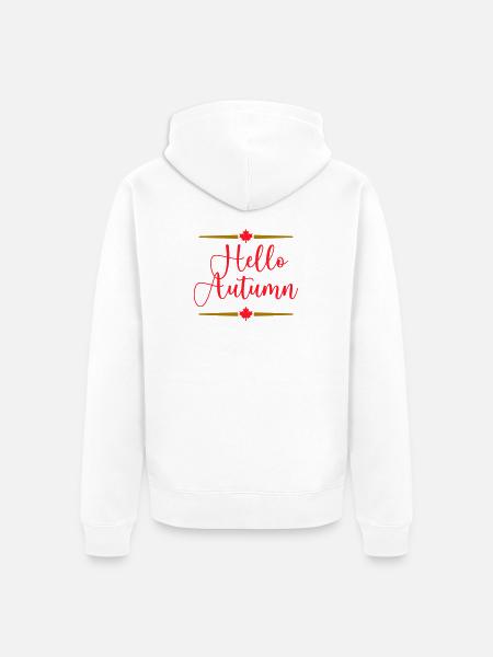 Hello Autumn Kalligrafie - Unisex Premium Bio Zip Hoodie - Weiß