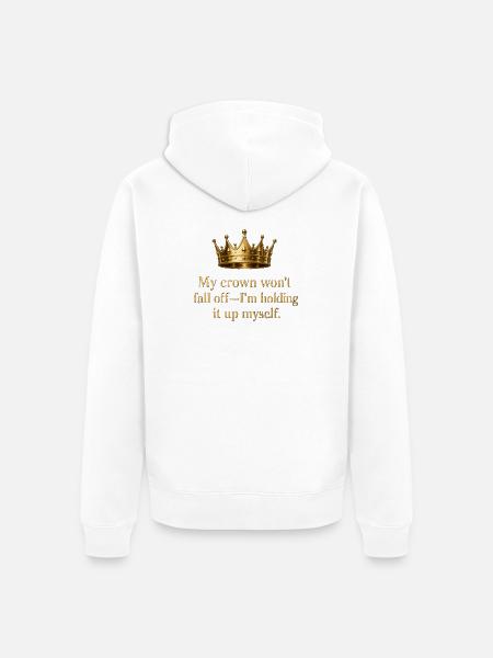 Selbstständige Krone: Ich halte sie hoch - Unisex Premium Bio Zip Hoodie - Weiß