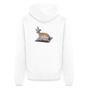 Rehkitz Nachthemd Schlafanzug Pyjama  - Unisex Premium Bio Zip Hoodie - Weiß - Hinten - Thijin (182cm)