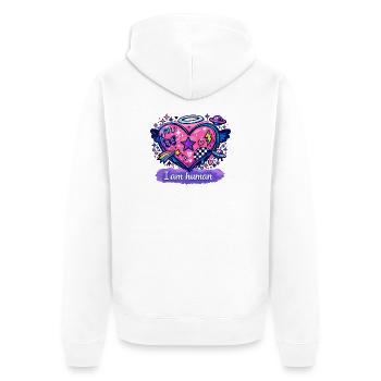 I am human - Unisex Premium Bio Zip Hoodie - Weiß - Hinten - Thijin (182cm)