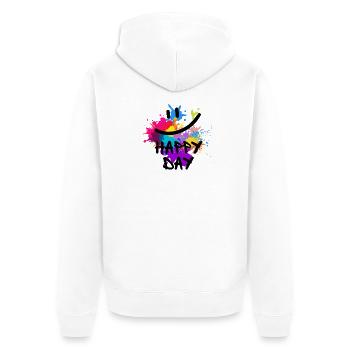Happy Day - positive Vibes - Unisex Premium Bio Zip Hoodie - Weiß - Hinten - Thijin (182cm)