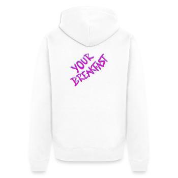 Your Breakfast Neon Script - Unisex Premium Bio Zip Hoodie - Weiß - Hinten - Thijin (182cm)