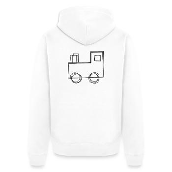 Lokomotive handgezeichnet - Unisex Premium Bio Zip Hoodie - Weiß - Hinten - Thijin (182cm)