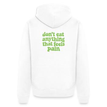 Werde vegan und rette die Tiere - Unisex Premium Bio Zip Hoodie - Weiß - Hinten - Thijin (182cm)