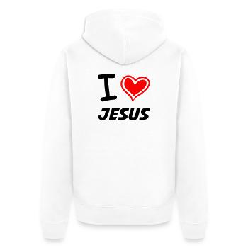 I Love Jesus - Unisex Premium Bio Zip Hoodie - Weiß - Hinten - Thijin (182cm)