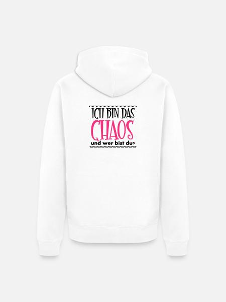 Ich bin das Chaos Geschenk - Unisex Premium Bio Zip Hoodie - Weiß