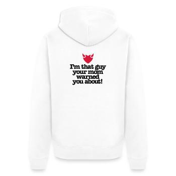 Ich bin der Kerl Ihre Mutter warnte Sie - Unisex Premium Bio Zip Hoodie - Weiß - Hinten - Thijin (182cm)
