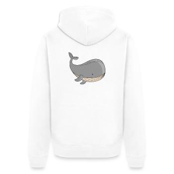 Wal - Unisex Premium Bio Zip Hoodie - Weiß - Hinten - Thijin (182cm)