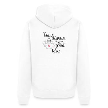 Tee ist immer eine gute Idee 2c - Unisex Premium Bio Zip Hoodie - Weiß - Hinten - Thijin (182cm)