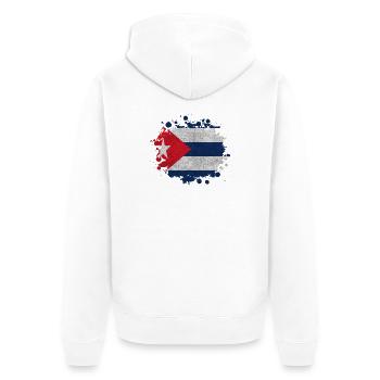 Kuba Klecks / Geschenk Havanna Flagge Karibik - Unisex Premium Bio Zip Hoodie - Weiß - Hinten - Thijin (182cm)