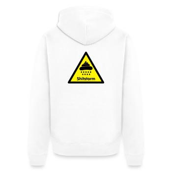 Caution shit / flame was [2 color] - Unisex Premium Organic Zip Hoodie - white - Back - Thijin (182cm)