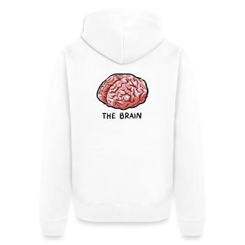THE BRAIN - Unisex Premium Bio Zip Hoodie - Weiß - Hinten - Thijin (182cm)