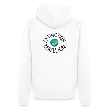 Extinction Rebellion Planet Erde schwarz - Unisex Premium Bio Zip Hoodie - Weiß - Hinten - Thijin (182cm)