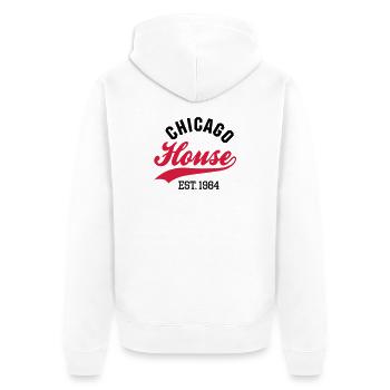 Chicago house est. 1984 - Unisex Premium Organic Zip Hoodie - white - Back - Thijin (182cm)