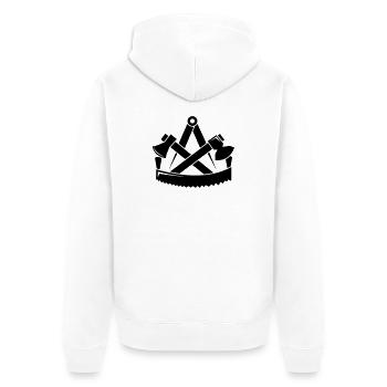 Zimmerer Zunftzeichen - Zimmermann Zunft - Unisex Premium Bio Zip Hoodie - Weiß - Hinten - Thijin (182cm)