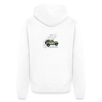 Defender 90 Splash - Unisex Premium Bio Zip Hoodie - Weiß - Hinten - Thijin (182cm)