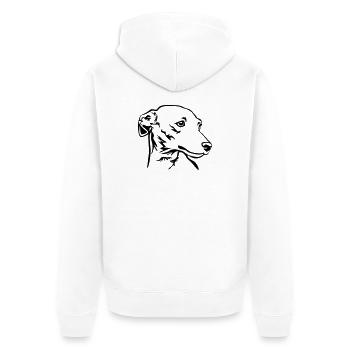 Italian greyhound head - Unisex Premium Organic Zip Hoodie - white - Back - Thijin (182cm)