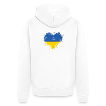 Ukrainisches Herz - Unisex Premium Bio Zip Hoodie - Weiß - Hinten - Thijin (182cm)