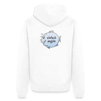 einfach angeln - Unisex Premium Bio Zip Hoodie - Weiß - Hinten - Thijin (182cm)