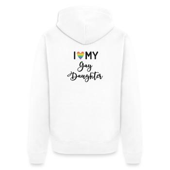 Ich liebe meine schwule Tochter - Unisex Premium Bio Zip Hoodie - Weiß - Hinten - Thijin (182cm)