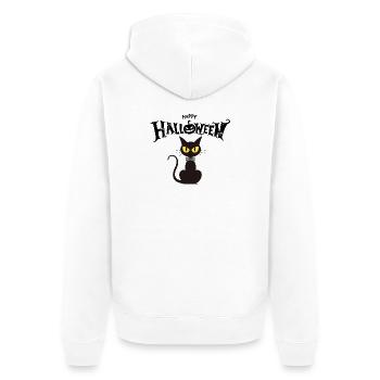 Black Cat Chic Fliege - Unisex Premium Bio Zip Hoodie - Weiß - Hinten - Thijin (182cm)