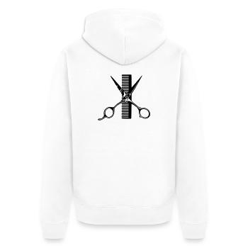 Ciseaux croisés avec peigne - Veste à capuche bio Premium Unisexe - blanc - Dos - Thijin (182cm)