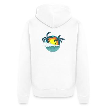 Tropischer Sonnenuntergang Palmen Insel - Unisex Premium Bio Zip Hoodie - Weiß - Hinten - Thijin (182cm)
