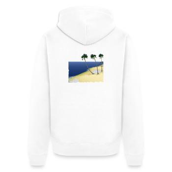 Palmiers et mer avec effet fresque - Veste à capuche bio Premium Unisexe - blanc - Dos - Thijin (182cm)