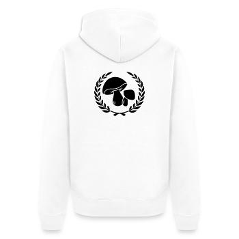 Pilze im Lorbeerkranz - Unisex Premium Bio Zip Hoodie - Weiß - Hinten - Thijin (182cm)