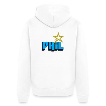 Phil - Unisex Premium Bio Zip Hoodie - Weiß - Hinten - Thijin (182cm)
