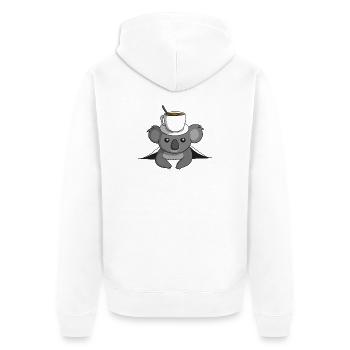 Coffee Koala - Unisex Premium Organic Zip Hoodie - white - Back - Thijin (182cm)