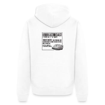 Leberkasthusiast – L’humour de style de vie de Leberka - Veste à capuche bio Premium Unisexe - blanc - Dos - Thijin (182cm)