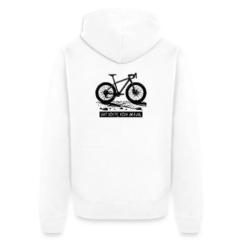 Illustration d’aventure en vélo de gravier - Veste à capuche bio Premium Unisexe - blanc - Dos - Thijin (182cm)