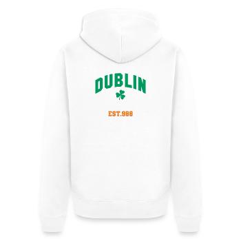 Dublin - Irland - Unisex Premium Bio Zip Hoodie - Weiß - Hinten - Thijin (182cm)