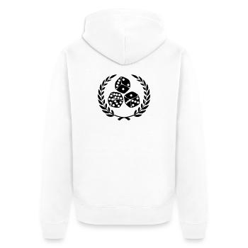 Würfel im Lorbeerkranz - Unisex Premium Bio Zip Hoodie - Weiß - Hinten - Thijin (182cm)