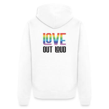 Mois de la fierté LGBTQ - Love Out Loud - Veste à capuche bio Premium Unisexe - blanc - Dos - Thijin (182cm)
