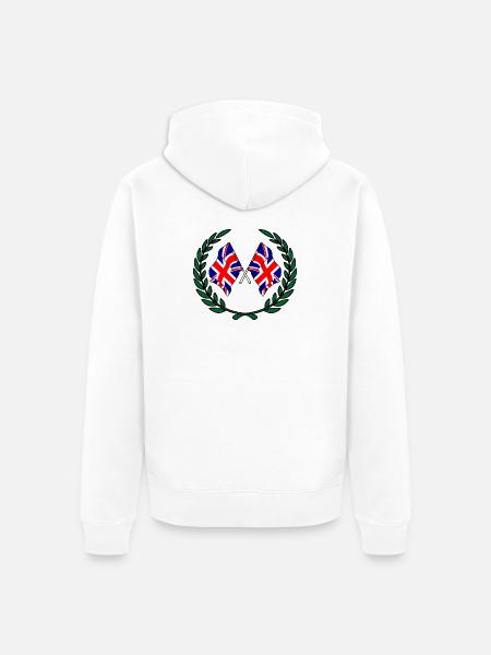 Flaggen Englands im Lorbeerkranz - Unisex Premium Bio Zip Hoodie - Weiß