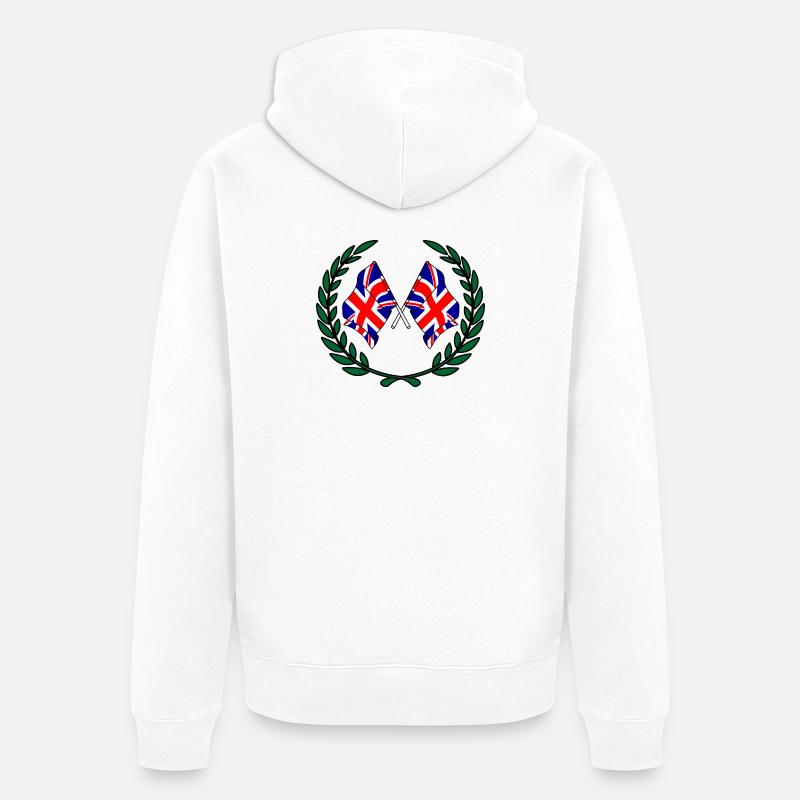 Drapeaux Angleterre en couronne de laurier - Veste à capuche bio Premium Unisexe - blanc