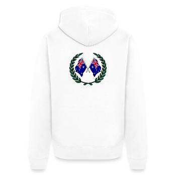 Flaggen Australiens im Lorbeerkranz - Unisex Premium Bio Zip Hoodie - Weiß - Hinten - Thijin (182cm)