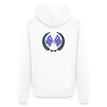 Drapeaux de la Grèce en couronne de laurier - Veste à capuche bio Premium Unisexe - blanc - Dos - Thijin (182cm)