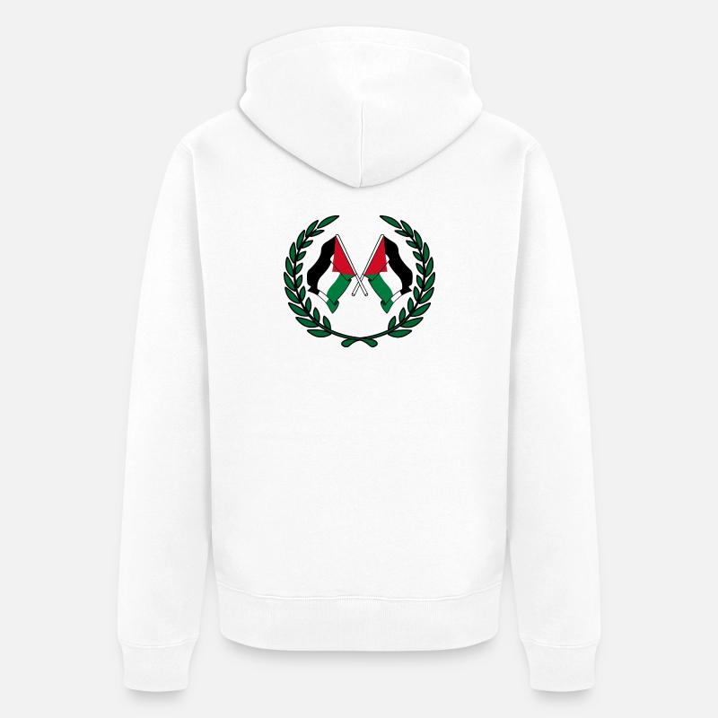 Drapeaux palestiniens en couronne de laurier - Veste à capuche bio Premium Unisexe - blanc
