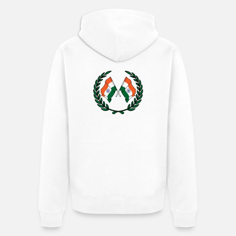 Drapeaux Inde en couronne de laurier - Veste à capuche bio Premium Unisexe - blanc