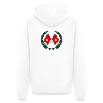 Flaggen Vietnams im Lorbeerkranz - Unisex Premium Bio Zip Hoodie - Weiß - Hinten - Thijin (182cm)
