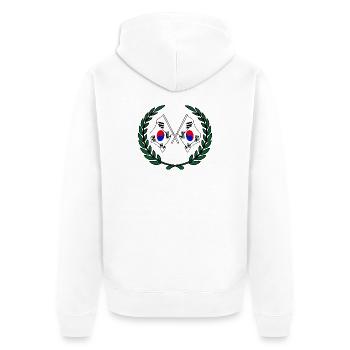 Drapeaux Corée du Sud en couronne de laurier - Veste à capuche bio Premium Unisexe - blanc - Dos - Thijin (182cm)